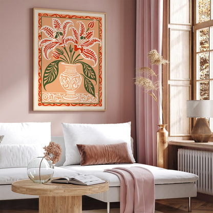 Lilium Flowers Rococo Style Art Print