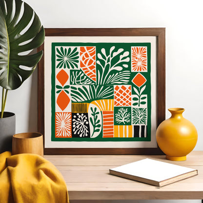 Botanical Cutouts Square Green Print