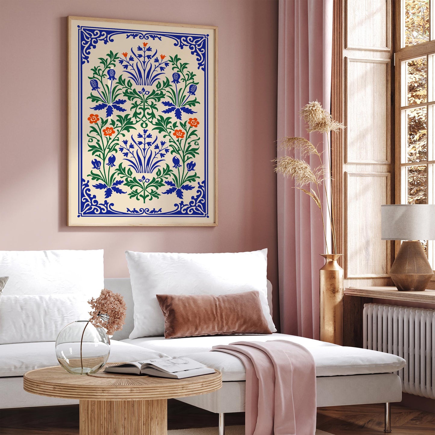 Rustic Folk Floral Wall Art Print