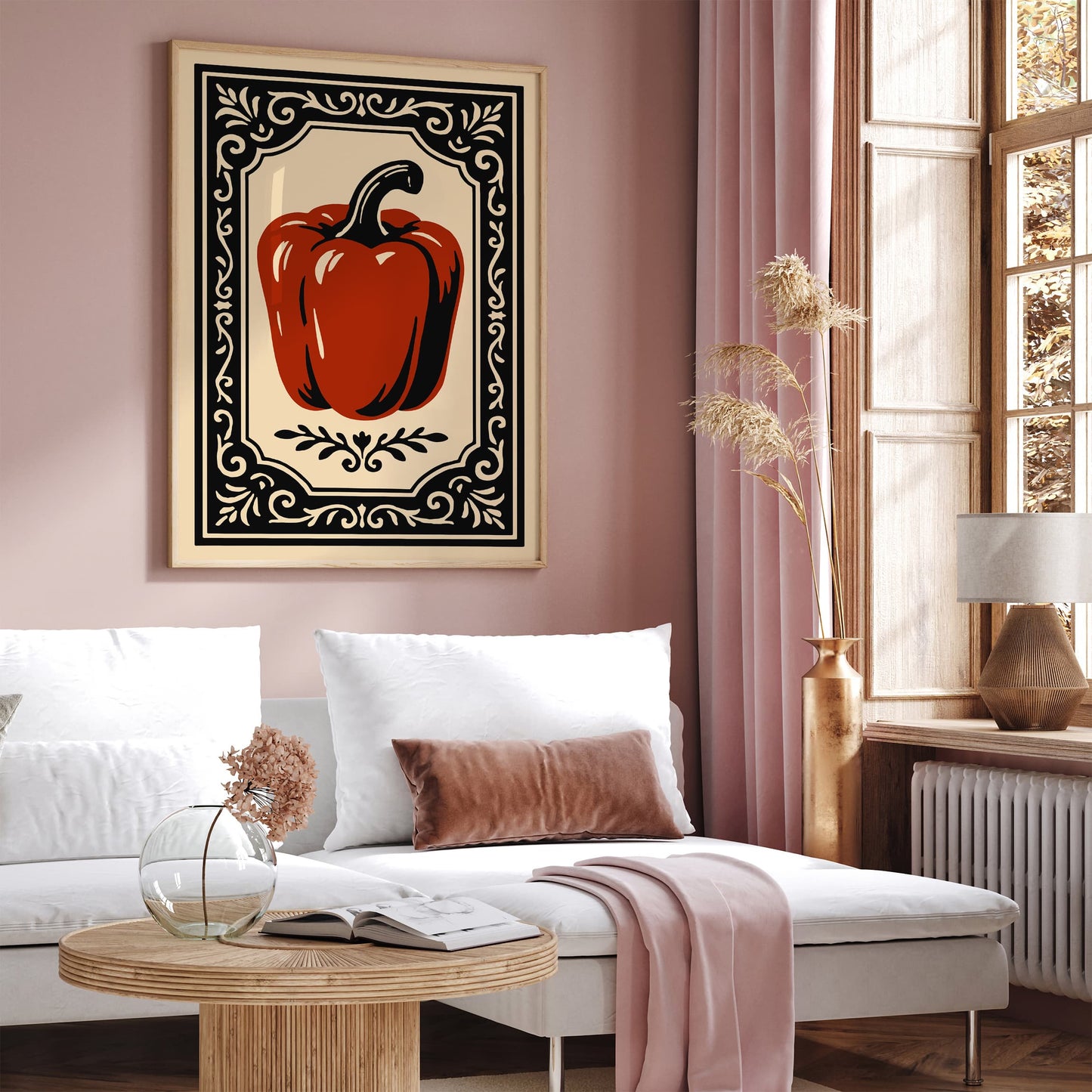 Red Bell Pepper Poster - Rococo Kitchen Wall Art Print