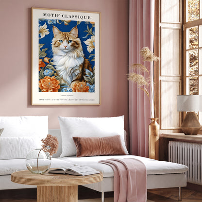 Vintage Cat - Floral Motif - Parisian Edition Wall Art