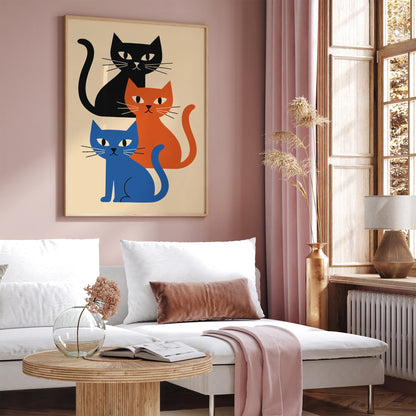Three Cats Art Print