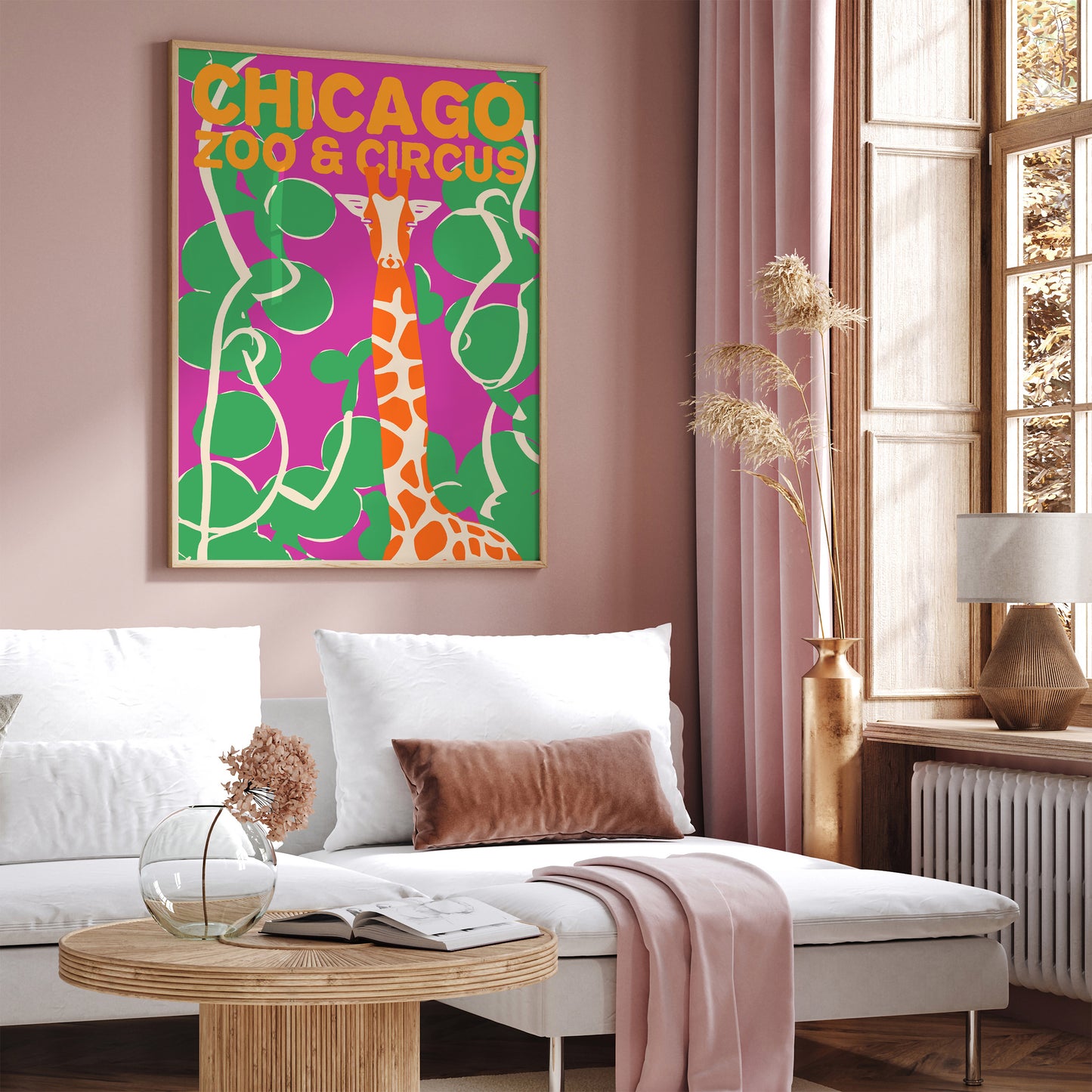 Chicago Zoo & Circus Pink Green Art Print