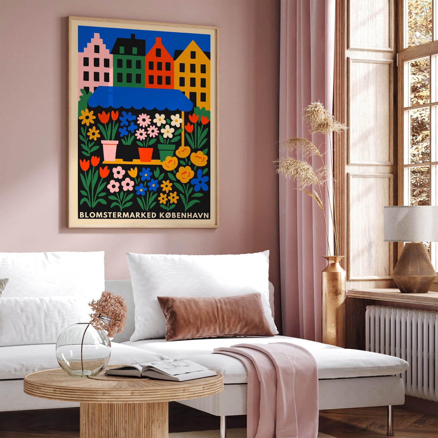 Copenhagen Flower Market Colorful Poster