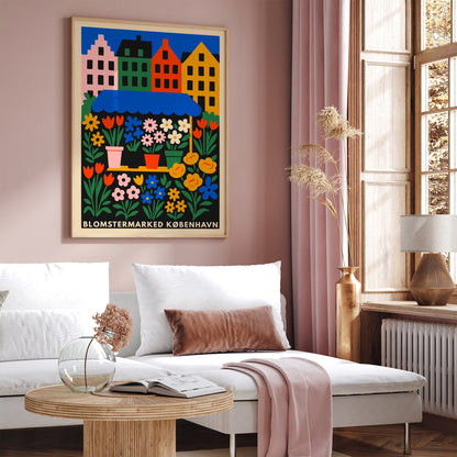 Copenhagen Flower Market Colorful Poster