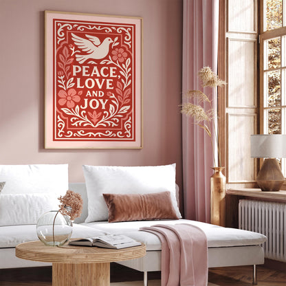 Peace Love Joy Poster - Inspirational Quote Wall Art