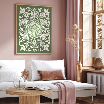 Rococo Botanical Print - Green Vintage Poster