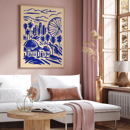 Los Angeles Poster – Blue Cityscape Wall Art