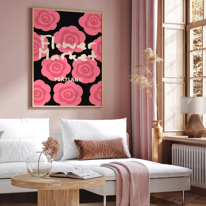 Portland Flower Matket, Pink Roses Art Print
