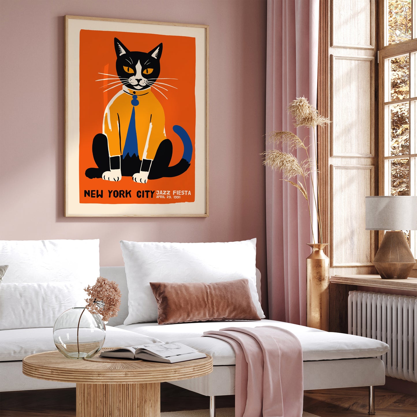 Jazz Fiesta with Cat Orange Poster