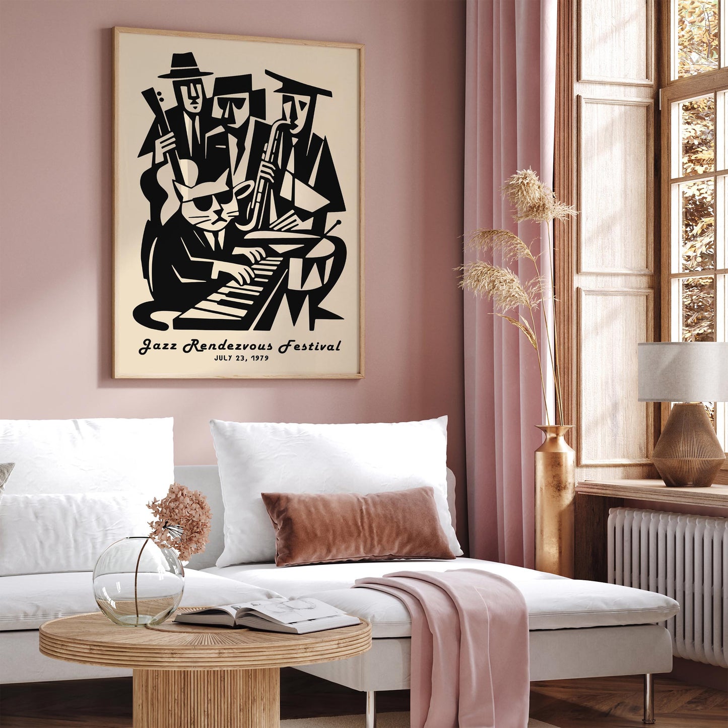 Jazz Randezvous Festival Poster - Funny Cat Musician & His Band Print
