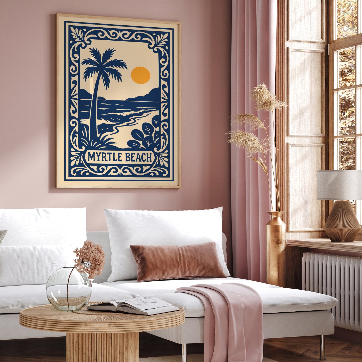 Myrtle Beach Poster - Blue Tropical Landscape Art Print