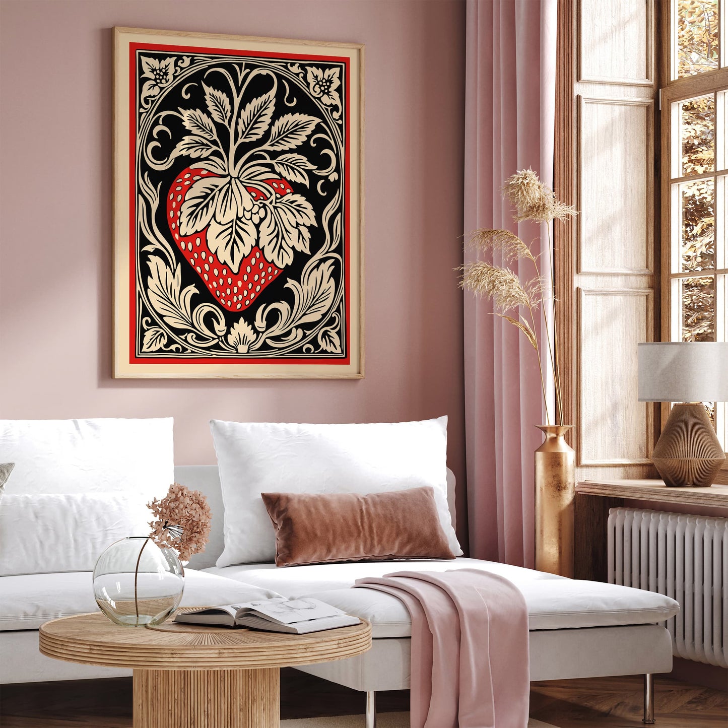 Big Red Strawberry in Rococo Style Poster