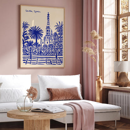 Seville Spain Blue Travel Poster