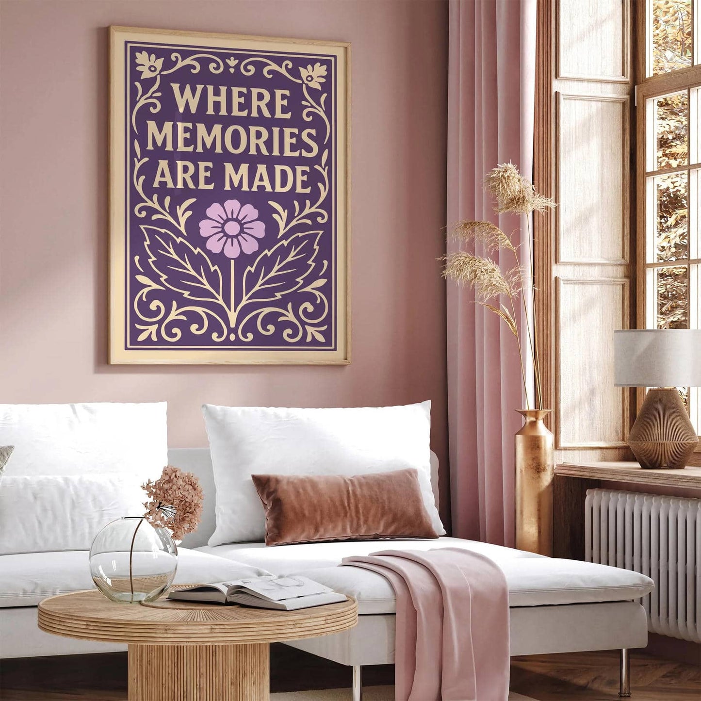 Where Memories Are Made Poster, Purple Floral Victorian Art Print