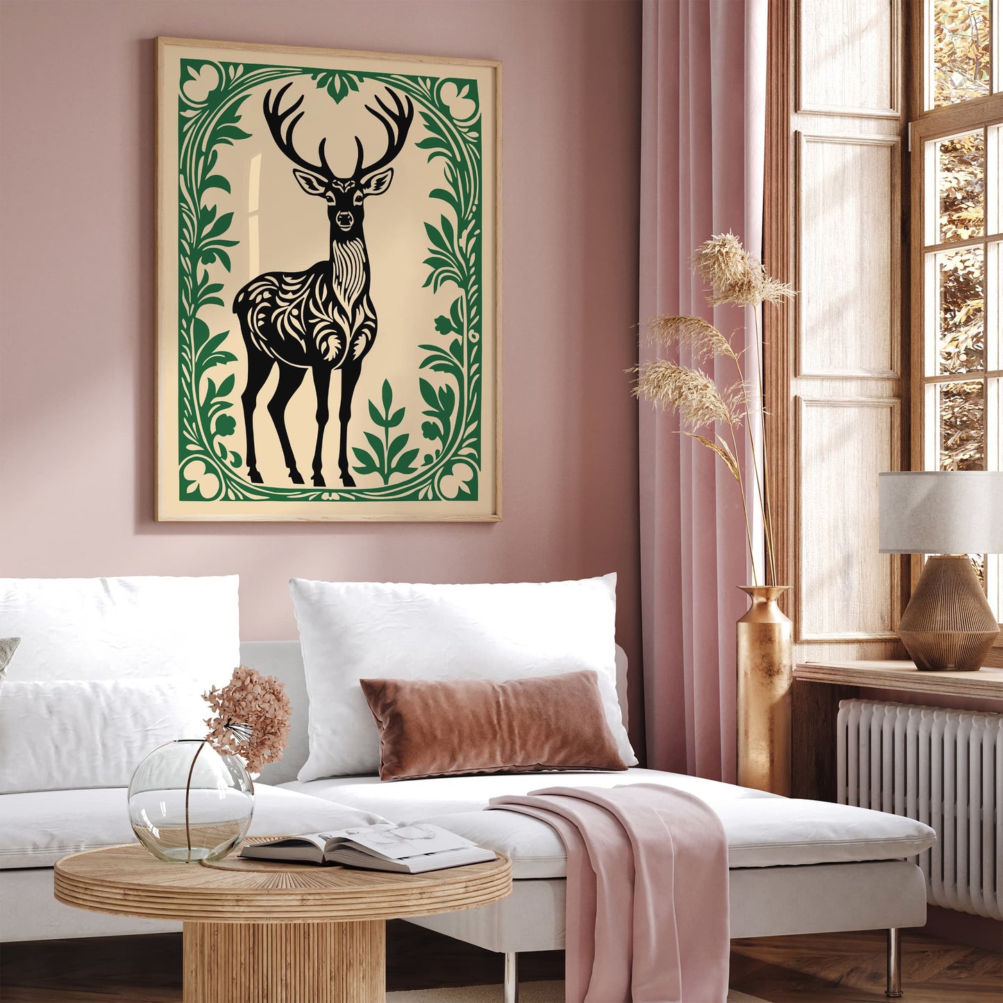 Rococo Deer Animal Art Print for Home Decor