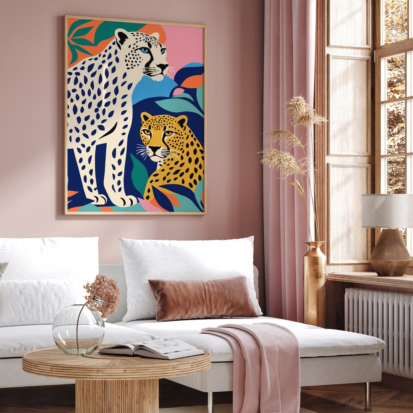 Playful Cheetahs Art Print - Bright & Cheerful Decor