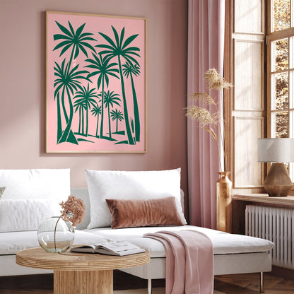 70s Pink Palms Art Print