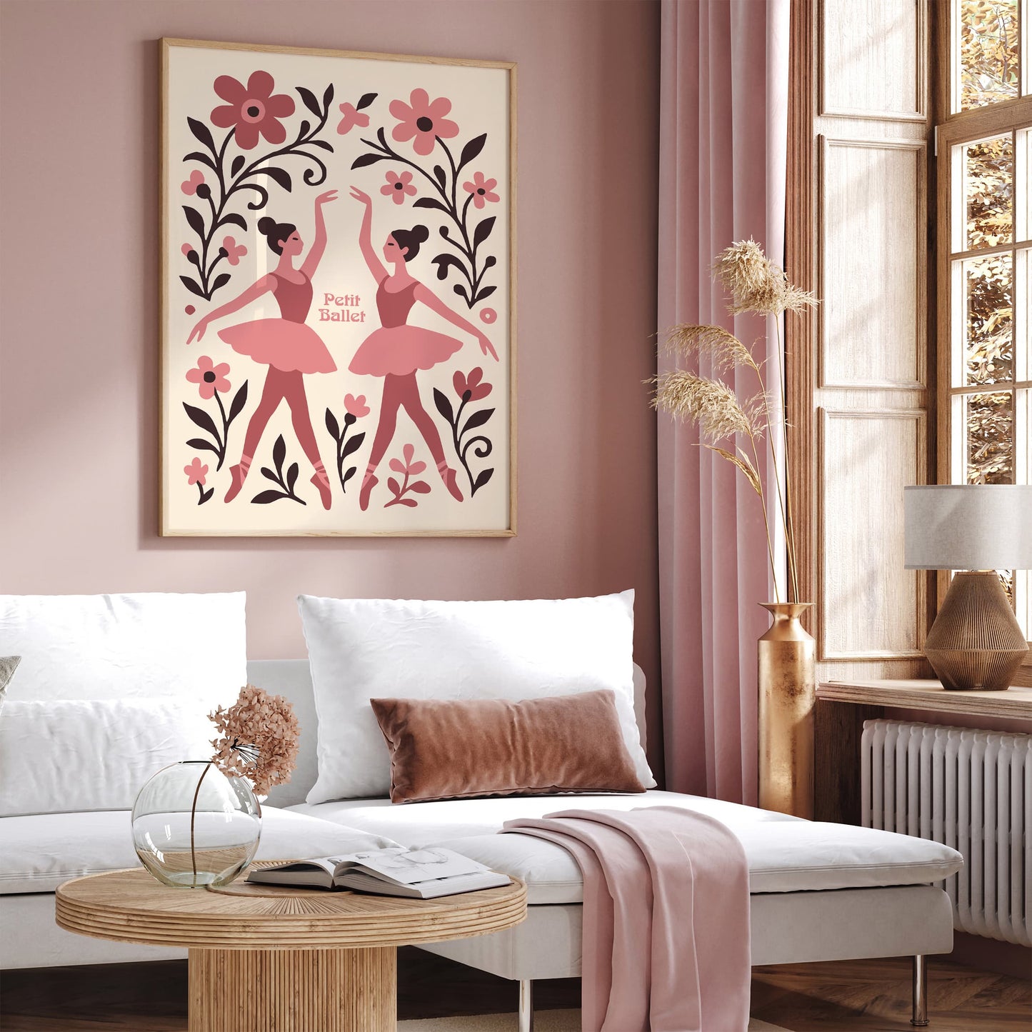 Pink Ballerina Poster - Girls Room Ballet Wall Art Decor