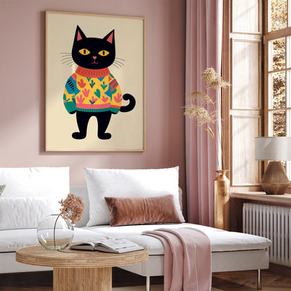 Sweater Cat Funny Art Print