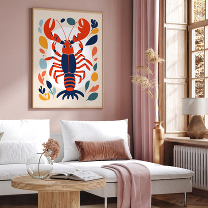 Lobster Retro Illustration Art Print