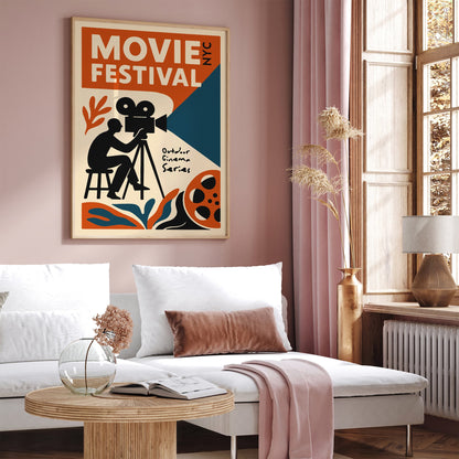 Outdoor Movie Festival NYC Retro Poster