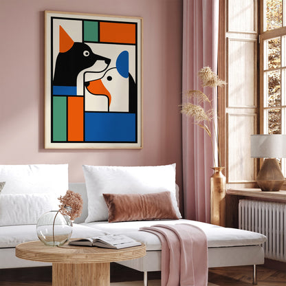 Modern Geometric Two Dogs Art Print