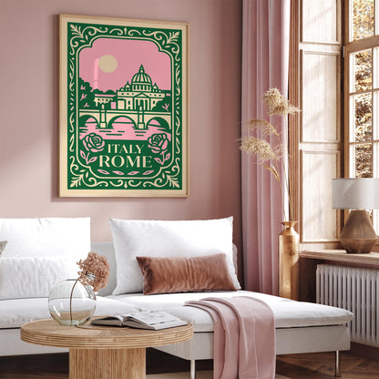 Rome Italy Romantic Cityscape Travel Poster