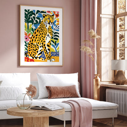 Moody Cheetah in Flowers Poster