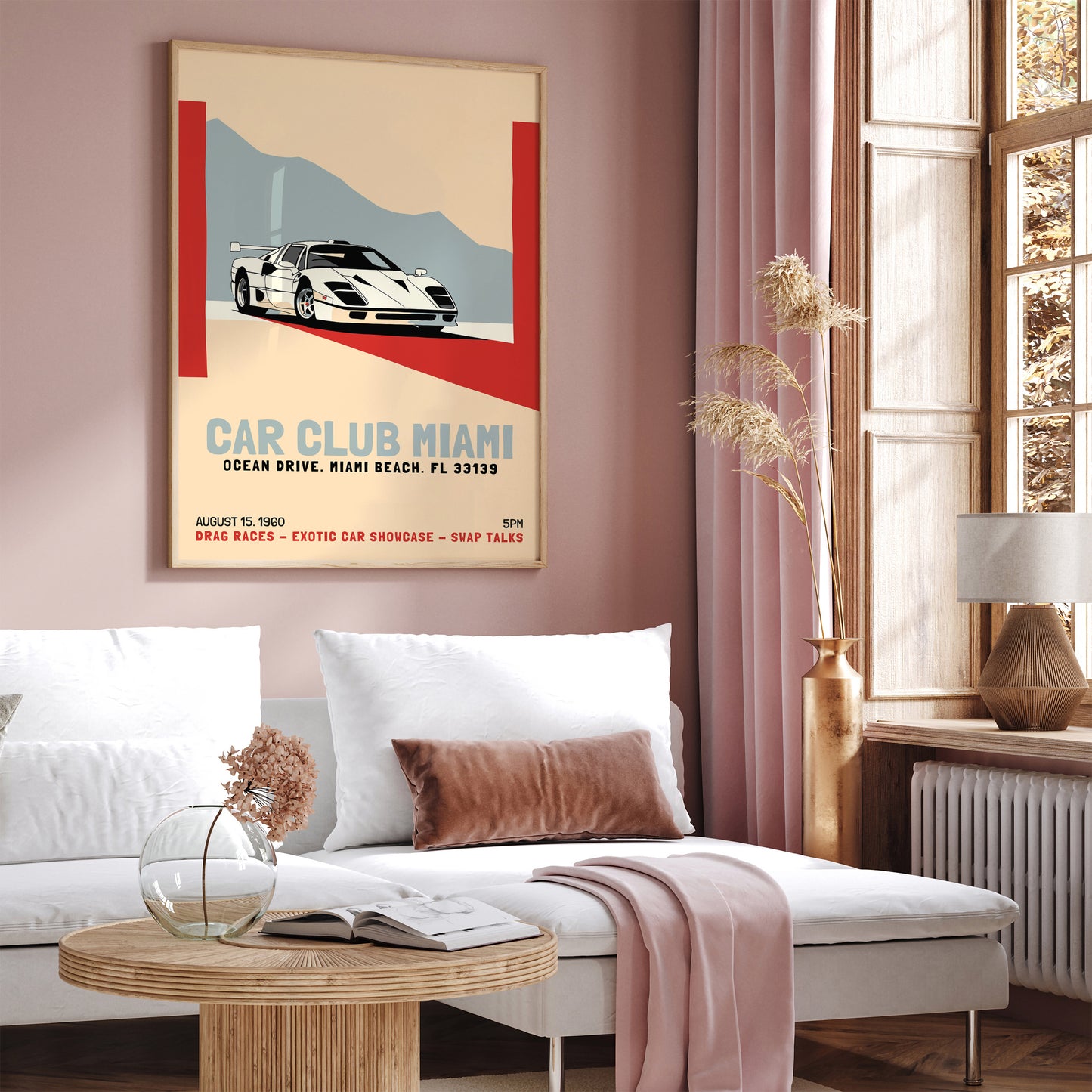 Vintage Miami Car Club Retro Poster