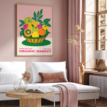 Organic Fruit Market NYC Retro Wall Art