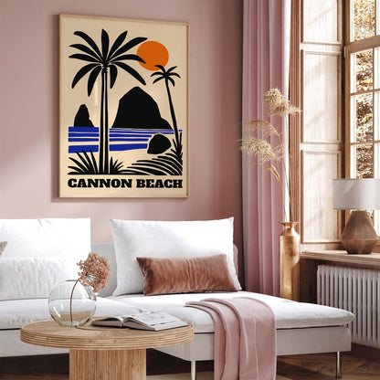 Cannon Beach Oregon Poster - Retro Landscape Print