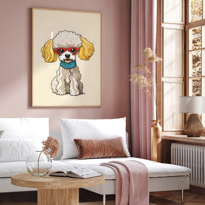 Funny Little Poodle Dog Art Kids Room Decor