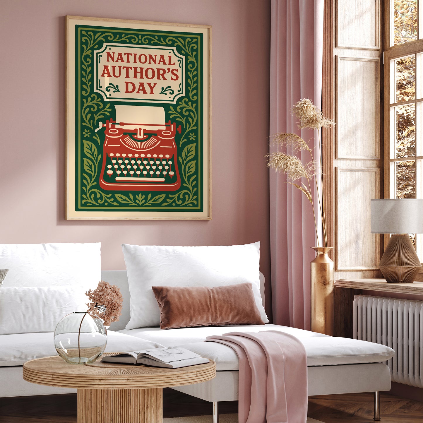 National Authors Day Poster - Literary Art Print in Vintage Rococo Style