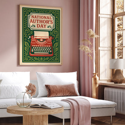 National Authors Day Poster - Literary Art Print in Vintage Rococo Style