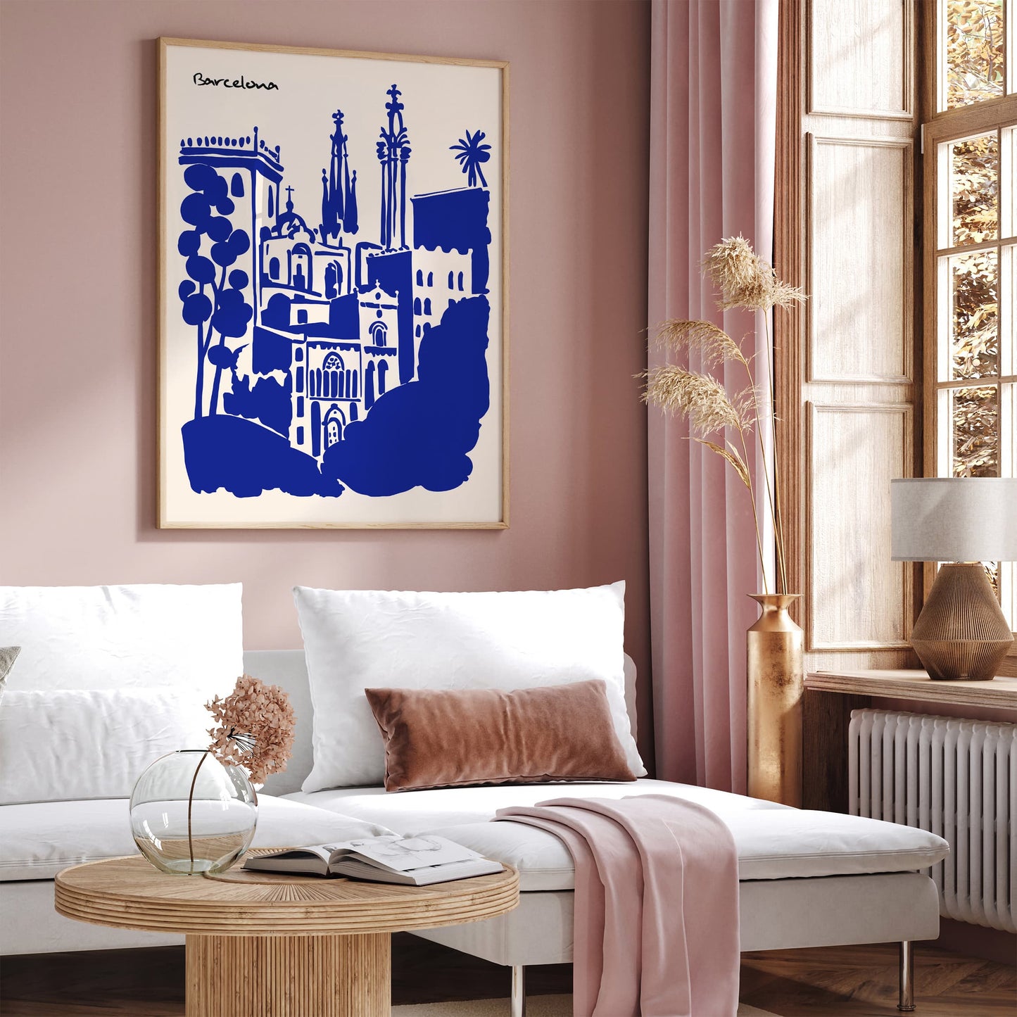 Barcelona Blue Cityscape Wall Art Print