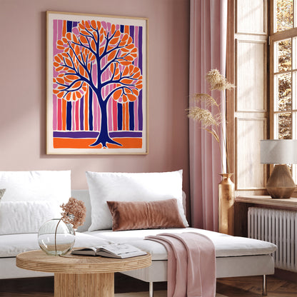 Purple Orange Cutout Tree Print