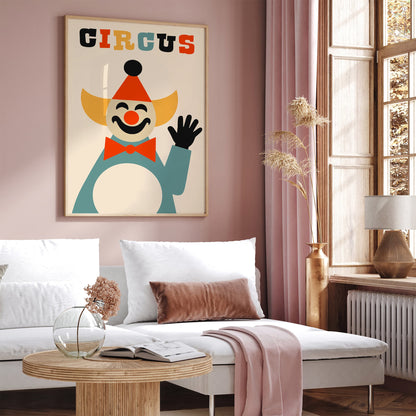 Retro Clown Circus Poster - Festival Wall Decor