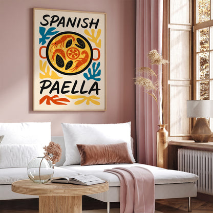 Spanish Paella Dish Poster for Kitchen Wall Decor