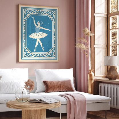 Mystical Ballerina Poster - Blue Dancer Kids Wall Art