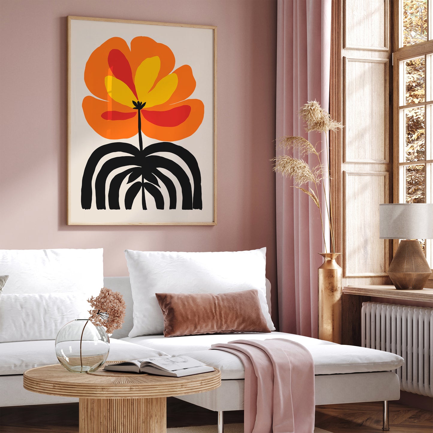 Retro Orange Pop Art Flower Poster