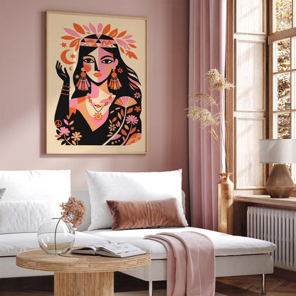 Boho Chic Indian Woman Wall Art Print