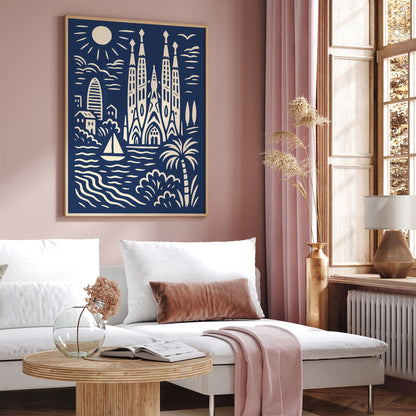 Barcelona Poster - Modern Cityscape Travel Wall Art