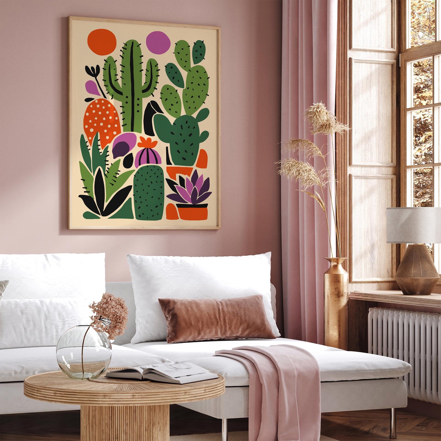 Colorful Cactus Plants Wall Art Print – Boho Desert Botanical Poster