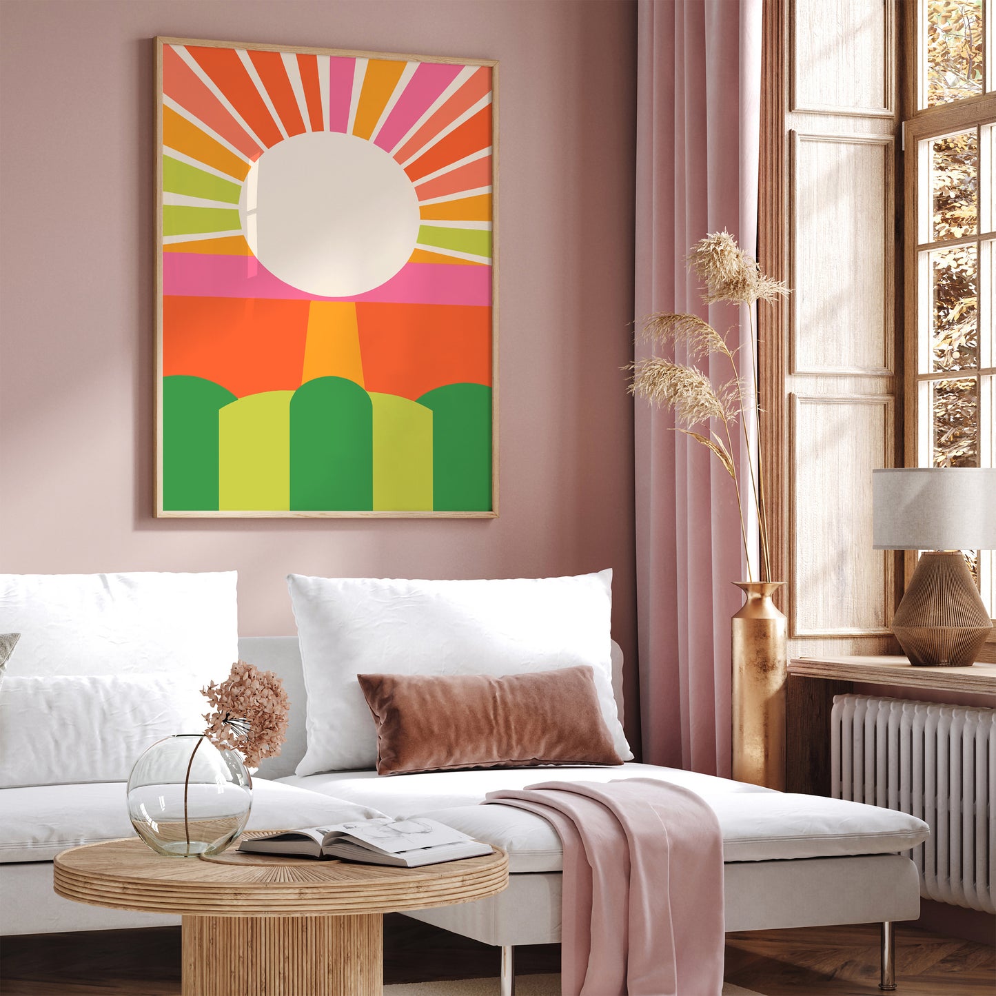 Mid-Century Modern Sun Art Colorful Decor