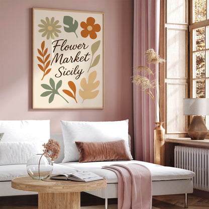 Flower Market Sicily Italy Poster