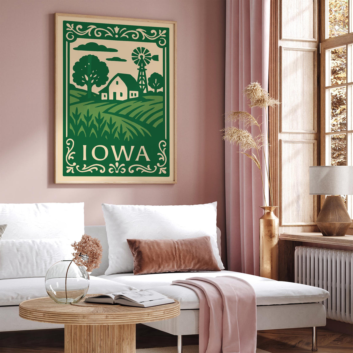 Green Iowa Travel Poster