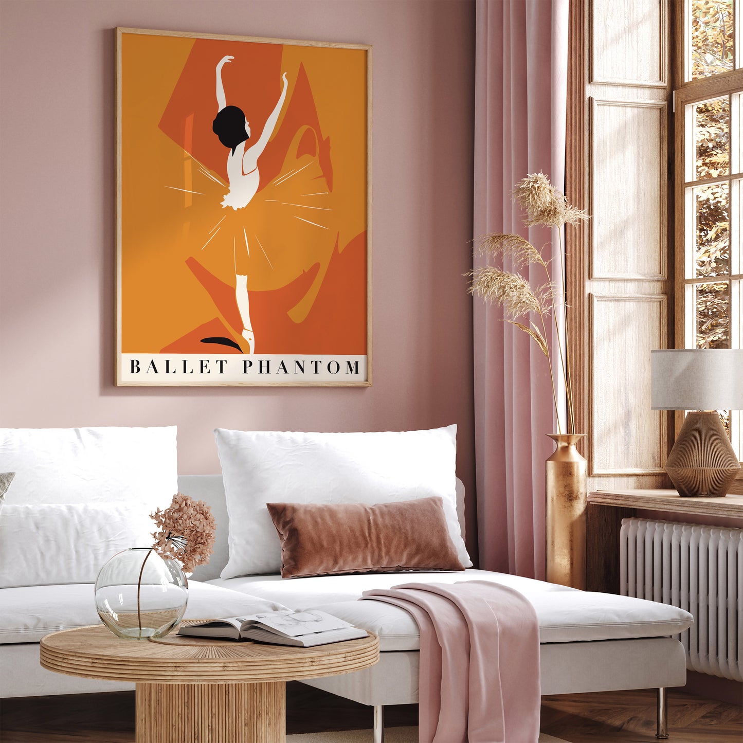 Ballet Phantom Retro Ballerina Orange Poster