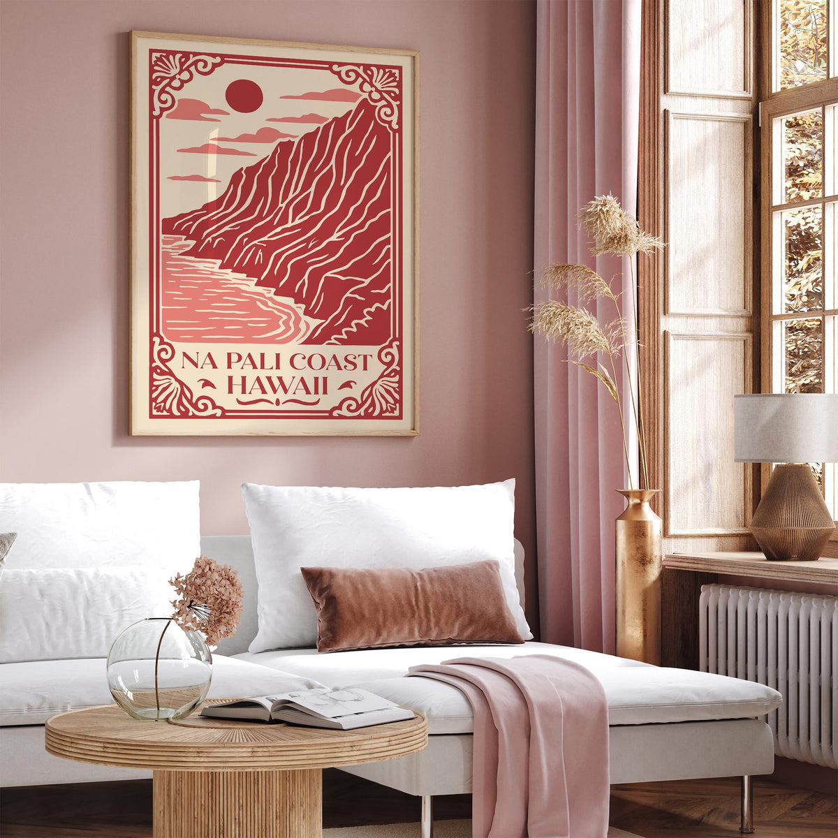Pink Na Pali Coast Travel Poster