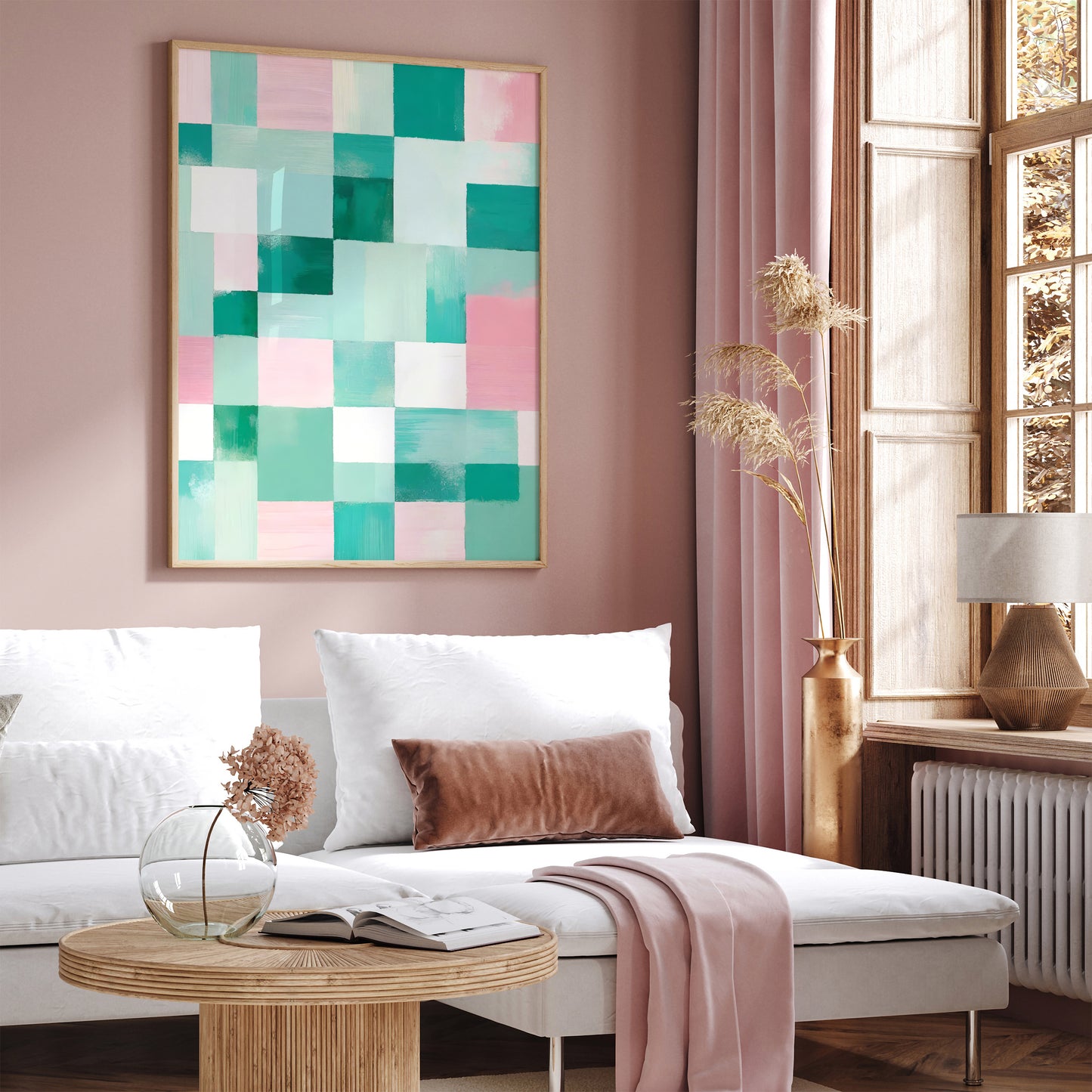 Pastel Dreams - Abstract Checkered Art Print